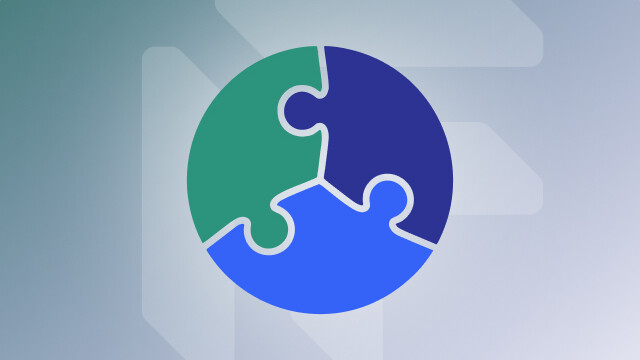 Three-Piece Puzzle Circle Purple-Blue Light Background – Integrated Aviation Training Pathway